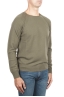 SBU 01497 Green round neck raw cut neckline and raglan sleeve sweater 02