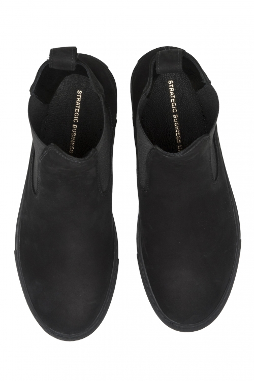 SBU 01506 Classic elastic sided boots in black nubuck calfskin leather 01