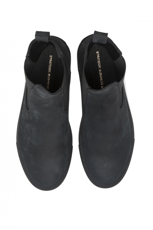 SBU 01507 Classic elastic sided boots in grey nubuck calfskin leather 01