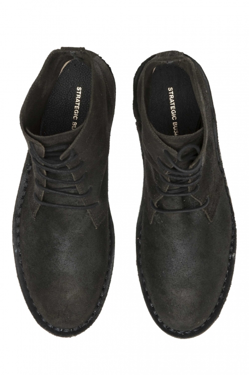 SBU 01508 Classic high top desert boots in black oiled calfskin leather 01