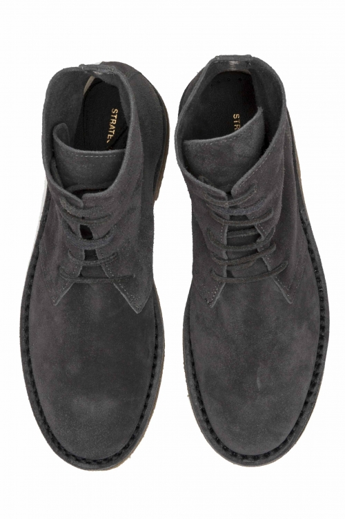 SBU 01514 Classic high top desert boots in grey suede calfskin leather 01