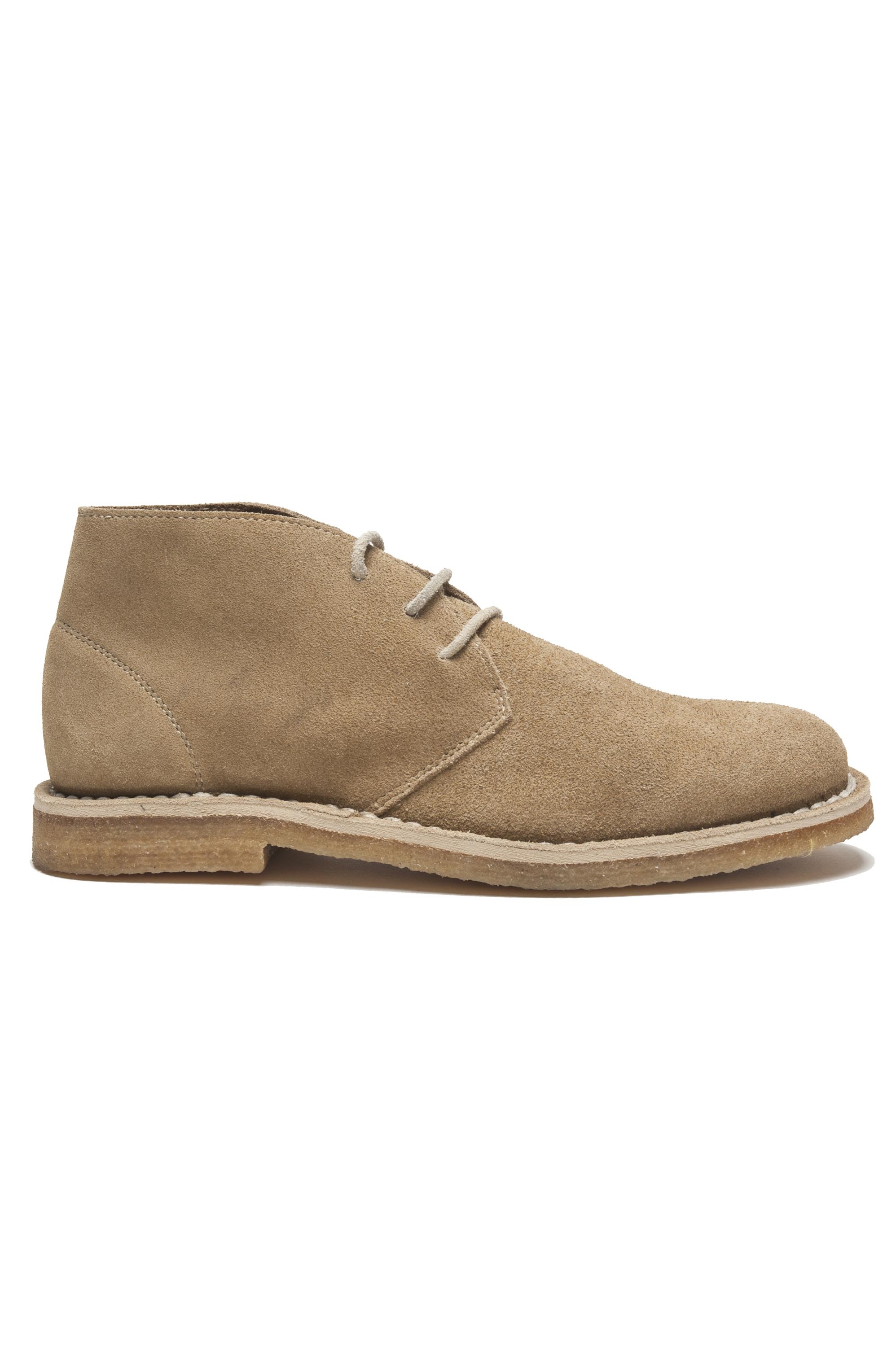 SBU 01515 Classic mid top desert boots in beige suede calfskin leather 01