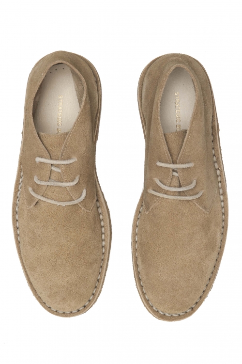 SBU 01515 Classic mid top desert boots in beige suede calfskin leather 01