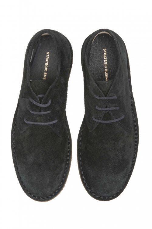 SBU 01516 Classic mid top desert boots in black suede calfskin leather 01