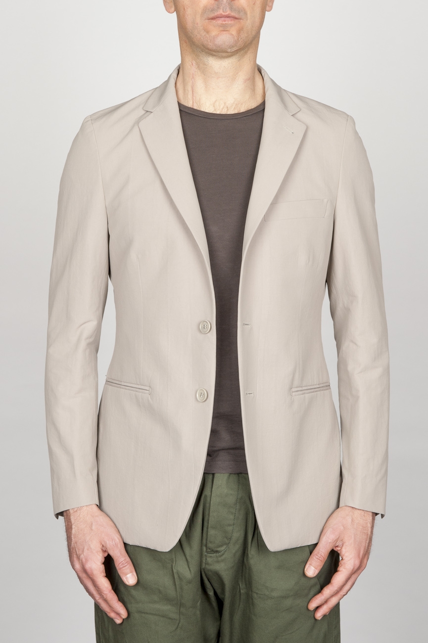 SBU - Strategic Business Unit - Single Breasted Unlined 2 Button Jacket In Grey Cotton And Silk