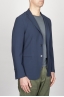 SBU - Strategic Business Unit - Single Breasted Unlined 2 Button Jacket In Blue Stretch Wool