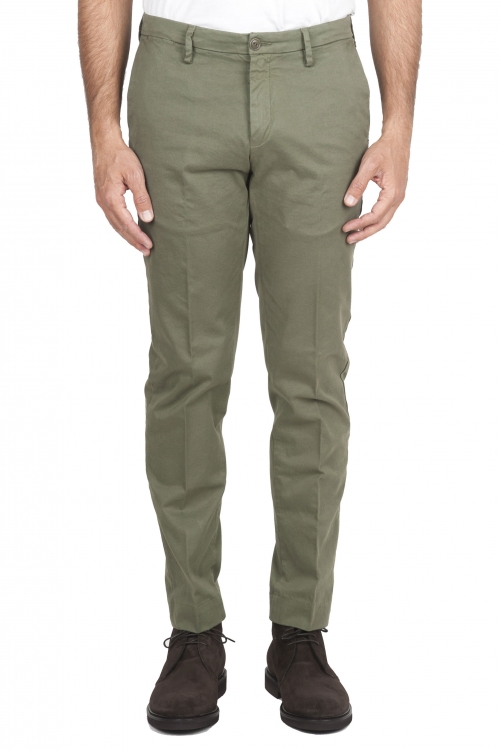 SBU 01538 Pantaloni chino classici in cotone stretch verde 01