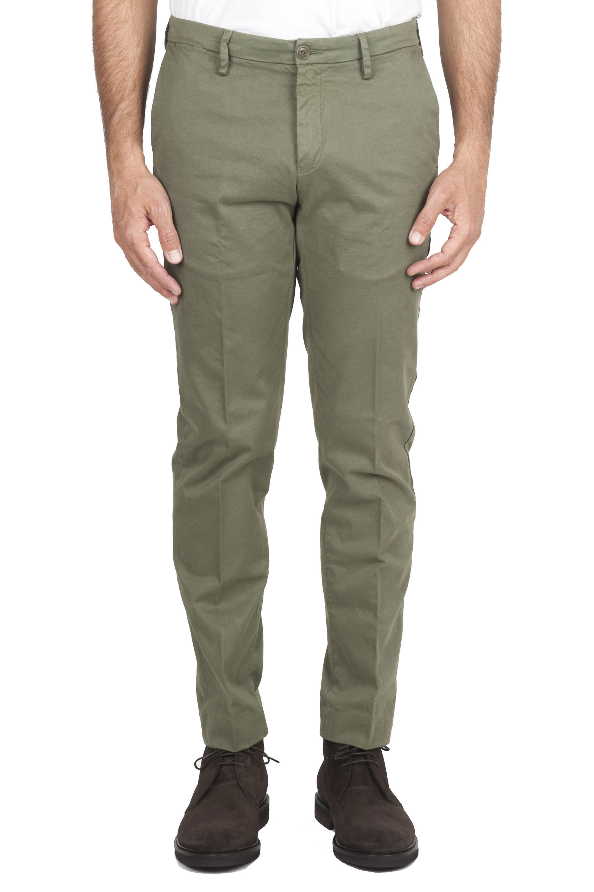 SBU 01538 Classic chino pants in green stretch cotton 01