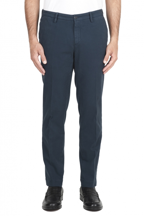 SBU 01544 Pantalones chinos clásicos en algodón elástico azul 01