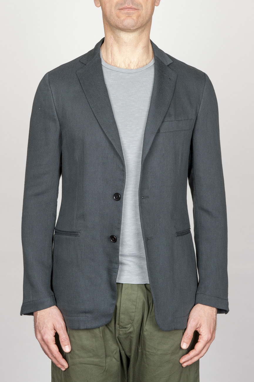 SBU - Strategic Business Unit - Single Breasted Unlined 2 Button Jacket In Grey Cotton Blend