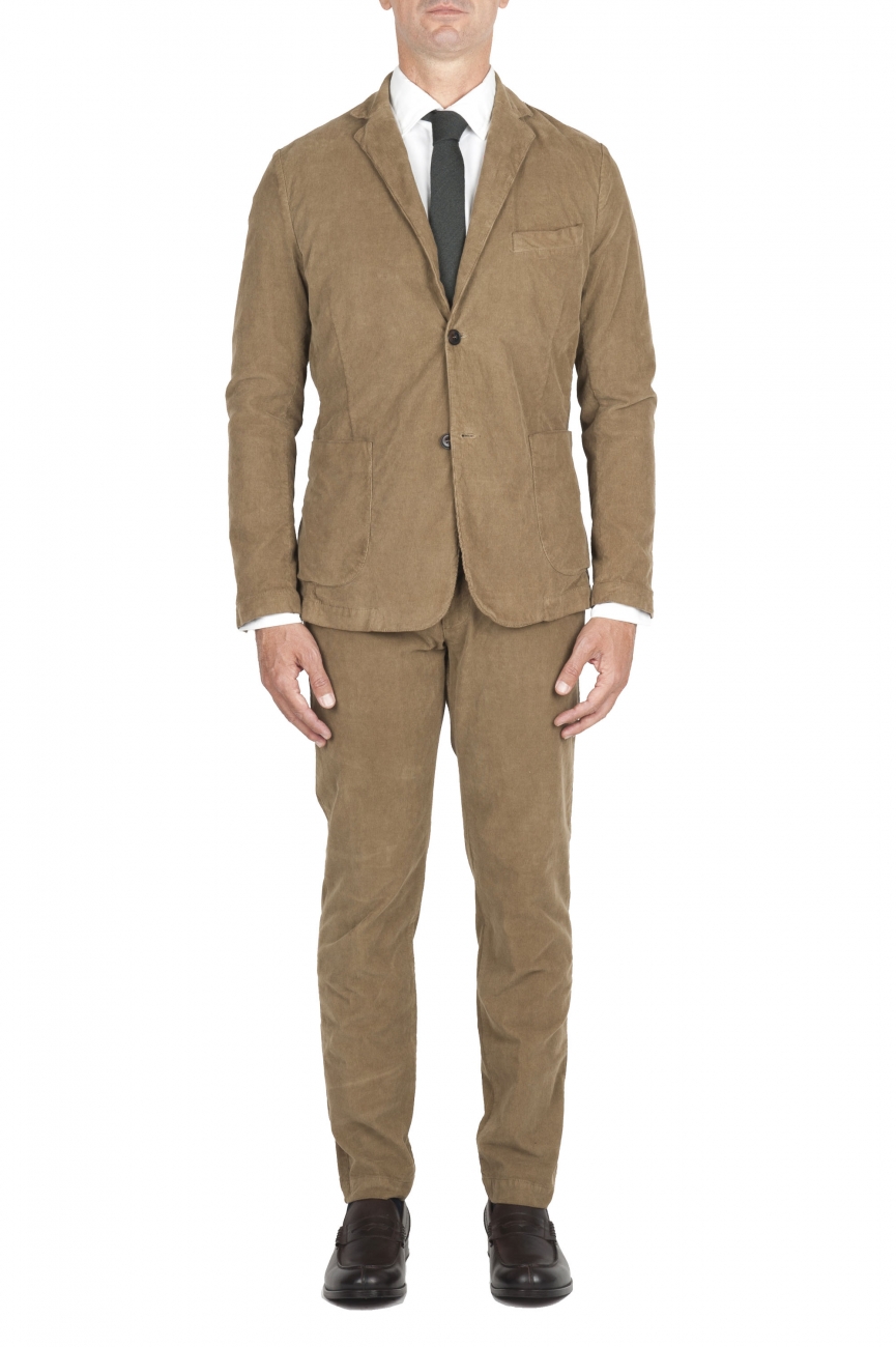 SBU 01550 Beige stretch corduroy sport suit blazer and trouser 01