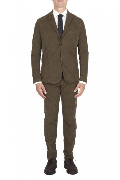 SBU 01552 Green stretch corduroy sport suit blazer and trouser 01