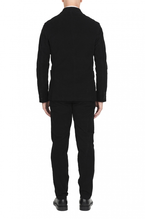 SBU 01553 Veste et pantalon de costume de sport en velours côtelé noir 01