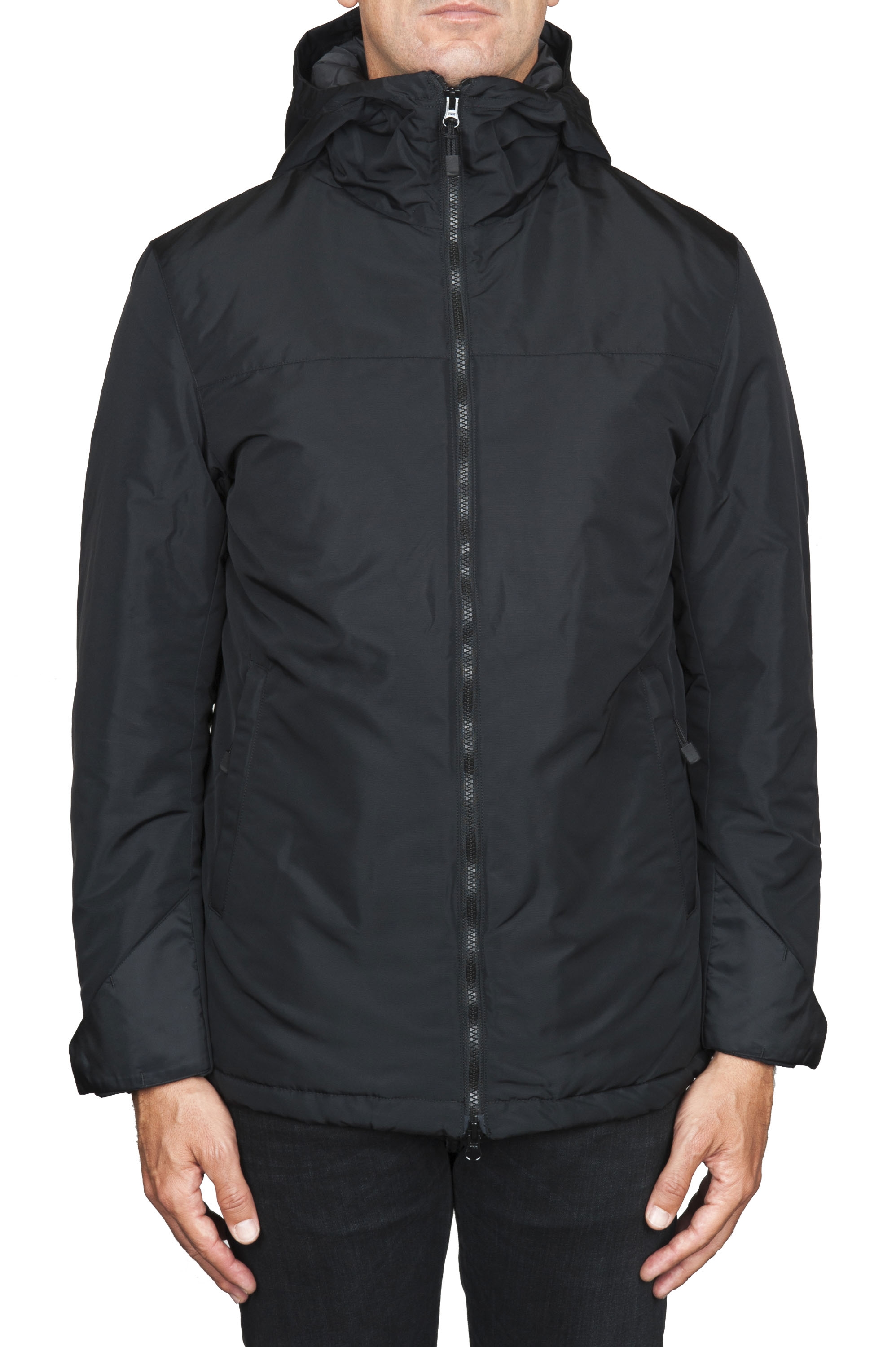 SBU 01554 Technical waterproof padded short parka jacket black 01
