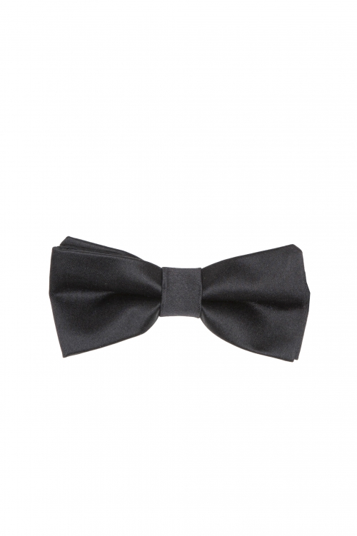 SBU 01030 Classic ready-tied bow tie in black silk satin 01