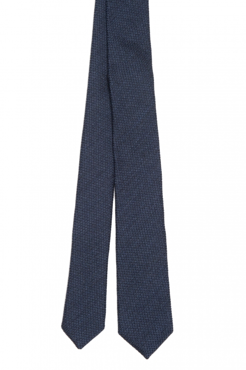 SBU 01571 Cravatta classica skinny in lana e seta blu 01