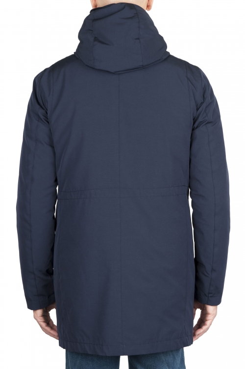 SBU 01581 Parka térmica larga impermeable y chaqueta de plumón desmontable azul 01