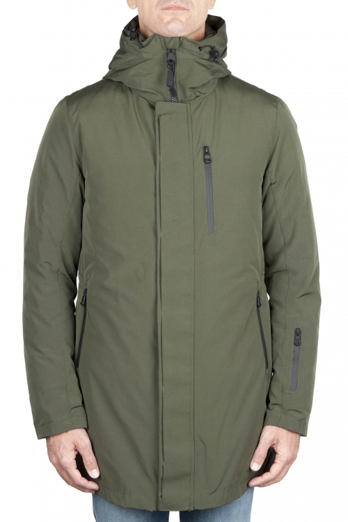 SBU 01582 Thermic waterproof long parka and detachable down jacket green 01