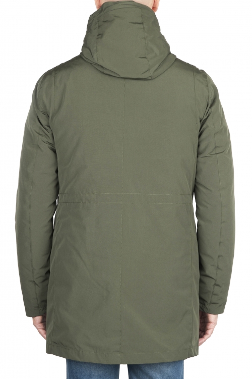 SBU 01582 Parka térmica larga impermeable y chaqueta de plumón desmontable verde 01