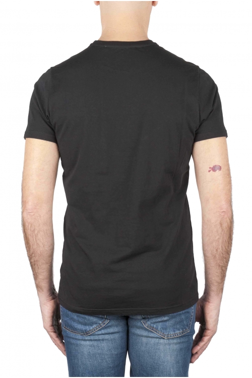 SBU 01166 Clásica camiseta de cuello redondo manga corta de algodón blanca y negra gráfica impresa 01