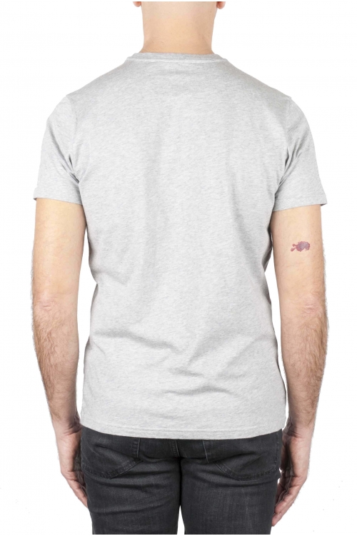 SBU 01169 Clásica camiseta de cuello redondo manga corta de algodón negra y gris gráfica impresa 01