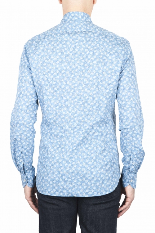 SBU 01590 Camisa de algodón estampado geométrico azul claro 01