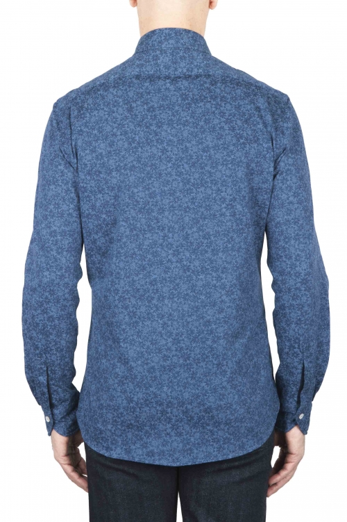 SBU 01593 Geometric printed pattern indigo cotton shirt 01