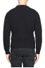 SBU 01596 Pullover girocollo classico nero in pura lana a costa inglese 04
