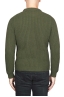 SBU 01597 Suéter clásico de cuello redondo en costilla de pescador de lana pura verde 04