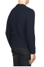 SBU 01598 Pullover girocollo classico blu in pura lana a costa inglese 03