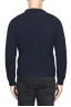 SBU 01598 Suéter clásico de cuello redondo en costilla de pescador de lana pura azul 04