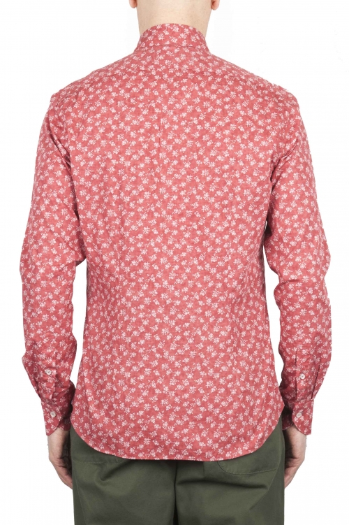 SBU 01604 Camisa de algodón estampado floral roja 01