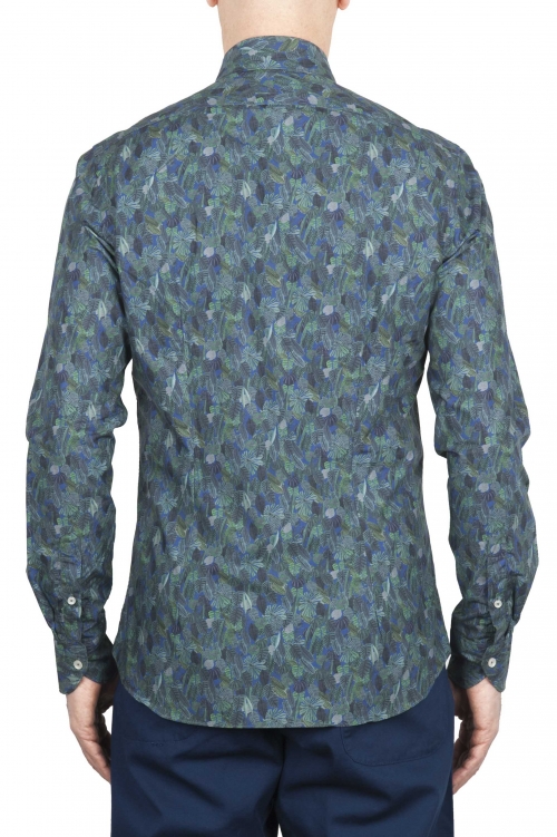 SBU 01605 Camisa de algodón estampado floral verde 01