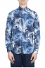 SBU 01606 Floral printed pattern blue cotton shirt 01