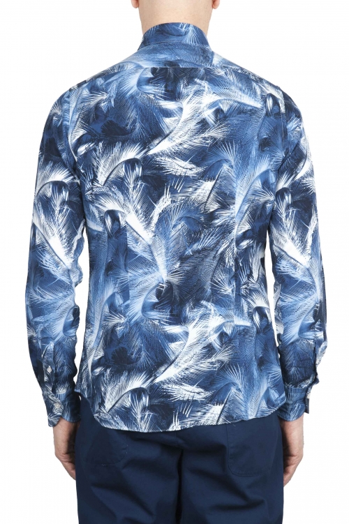 SBU 01606 Camisa de algodón estampado floral azul 01