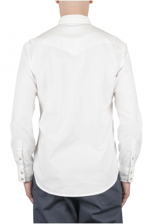 SBU 01612 Camisa vaquera blanca de algodón chambray 01