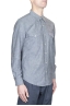 SBU 01613 Grey chambray cotton western shirt 02