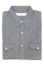 SBU 01613 Camisa western de algodón chambray gris 06