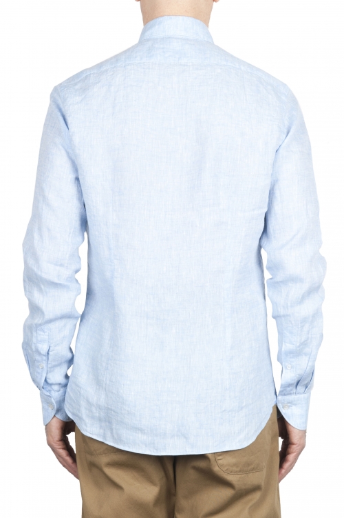 SBU 01620 Camisa clásica de lino azul claro 01