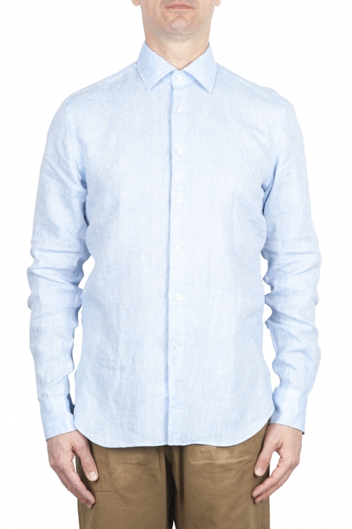SBU 01620 Classic light blue linen shirt 01