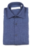 SBU 01621 Camisa clásica de lino azul de China 06