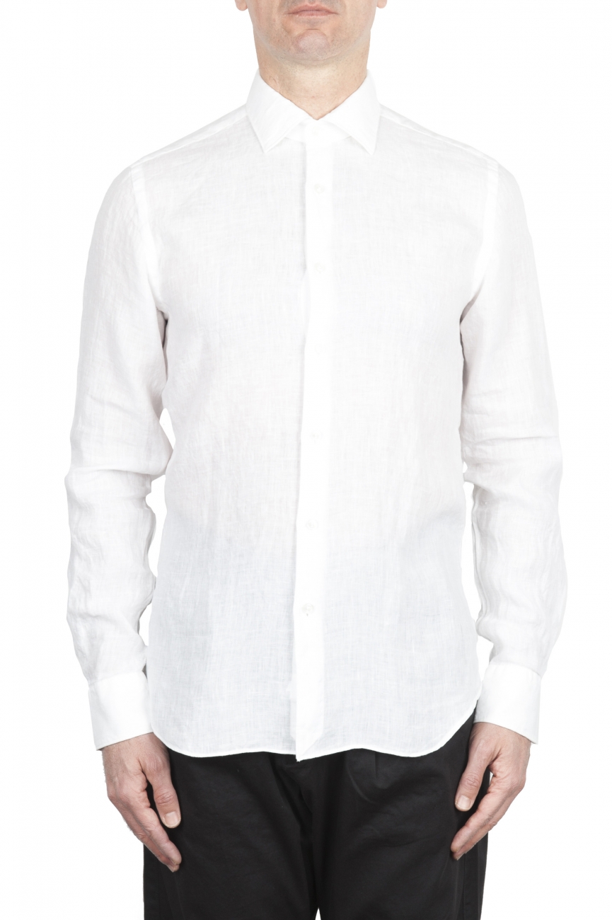 SBU 01622 Classic white linen shirt 01