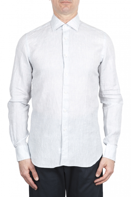 SBU 01624 Classic pearl grey linen shirt 01