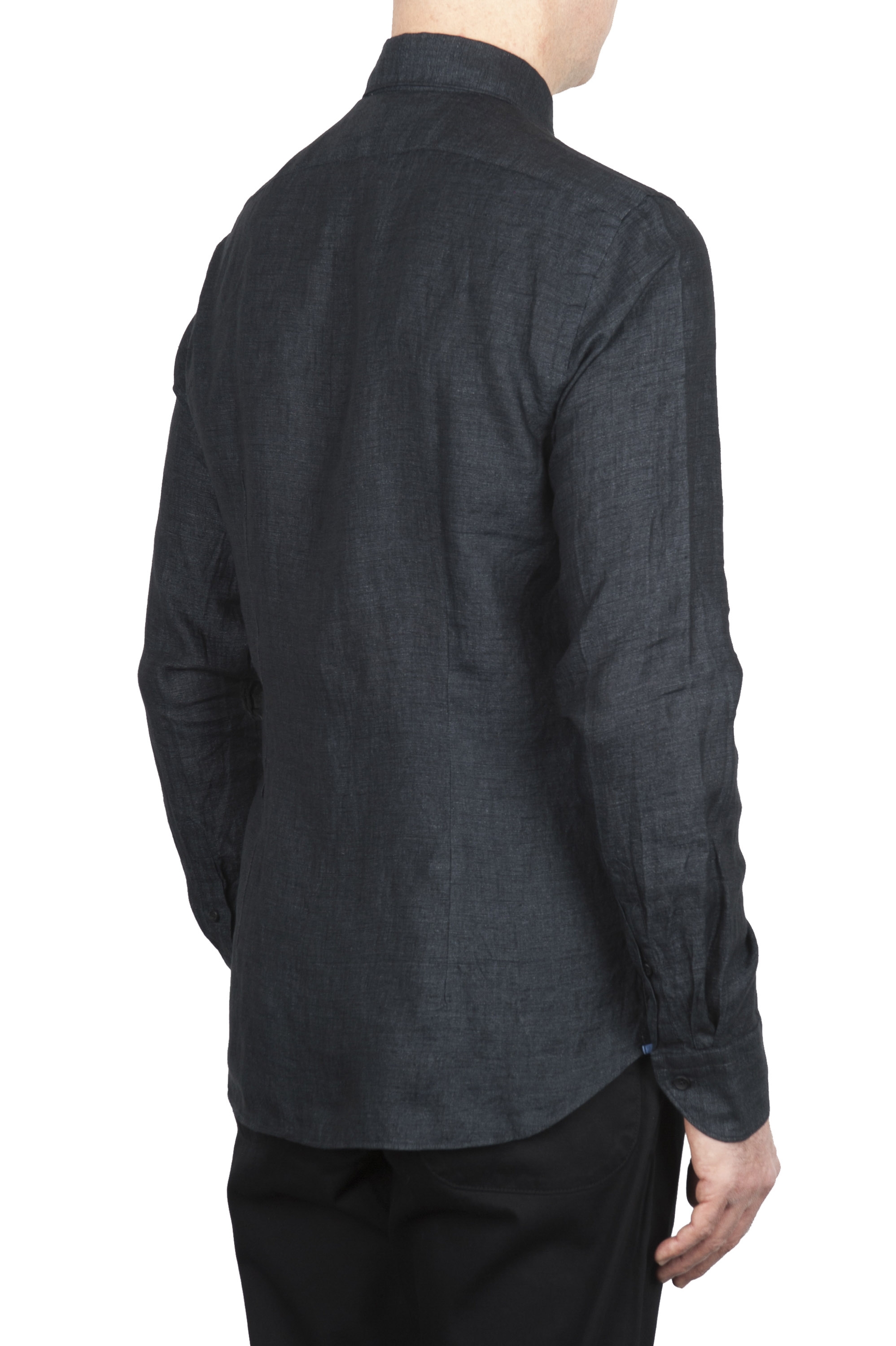 SBU 01625 Classic dark grey linen shirt 04