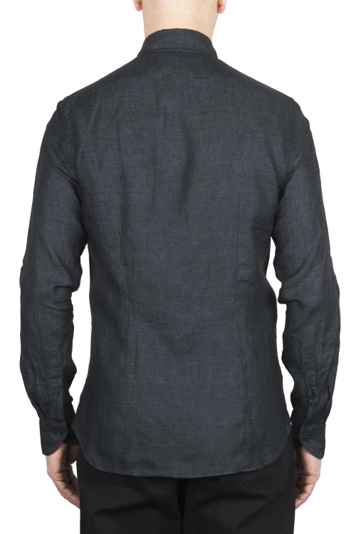 SBU 01625 Camisa clásica de lino gris oscuro 01