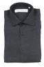 SBU 01625 Camicia classica in lino grigio scuro 06