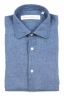 SBU 01626 Camisa clásica de lino azul 06