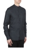 SBU 01627 Camicia classica con collo coreano in lino grigio antracite 02