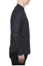 SBU 01627 Camicia classica con collo coreano in lino grigio antracite 03