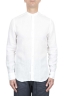 SBU 01628 Camicia classica con collo coreano in lino bianca 01